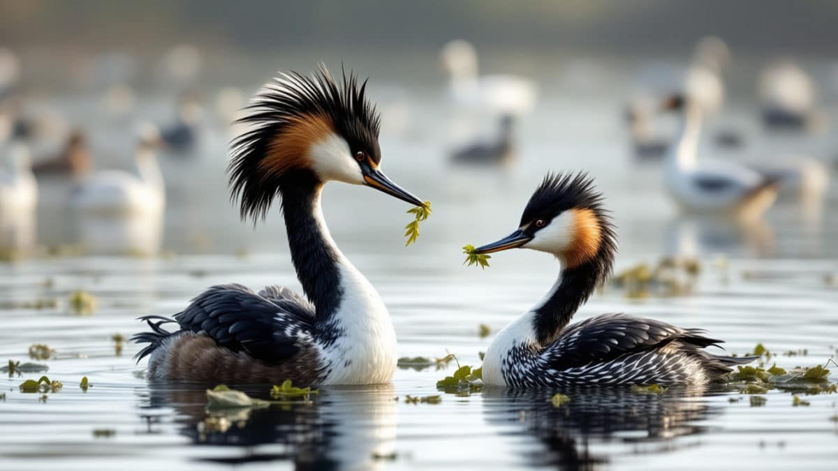 découvrez comment reconnaître le grèbe huppé parmi les autres oiseaux aquatiques grâce à des caractéristiques distinctives et apprenez-en davantage sur ses fascinantes parades nuptiales dans cet article informatif.