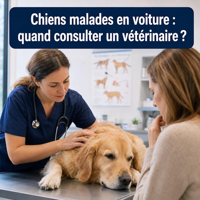 chiens malades en voiture vétérinaire